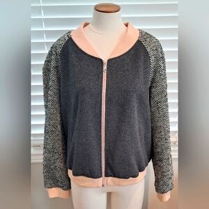 Rebecca Minkoff Peach/Black/White/Grey Spring Jacket Sz L Like New